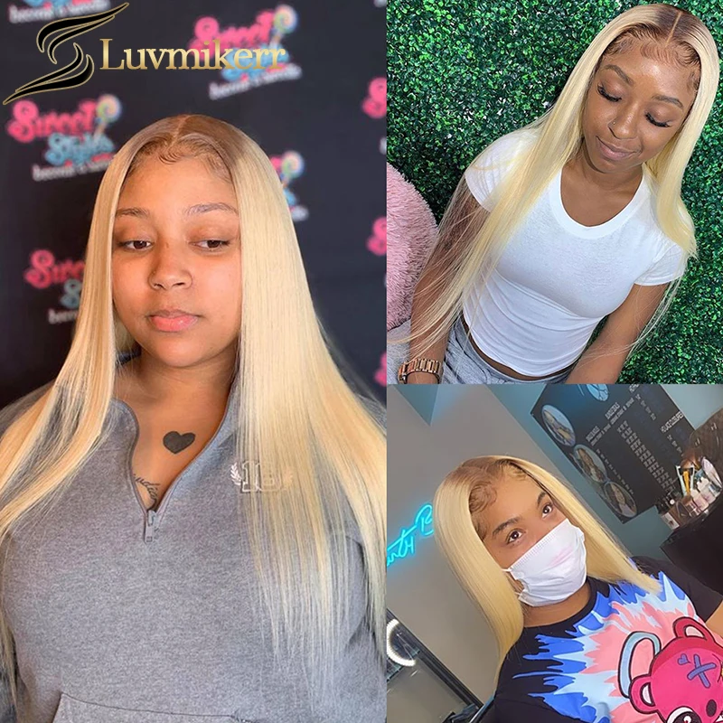 Парик коричневый прямой блонд с эффектом омбре 13x5 парик из человеческих волос HD