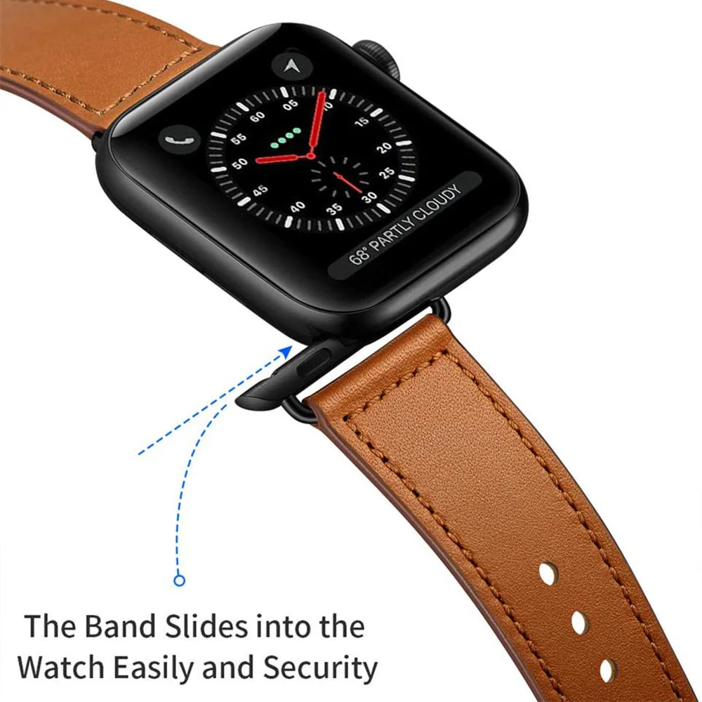 Ремешок из натуральной коровьей кожи для Apple Watch 6 SE 5 4 3 42 мм 38 44 40 | Наручные часы