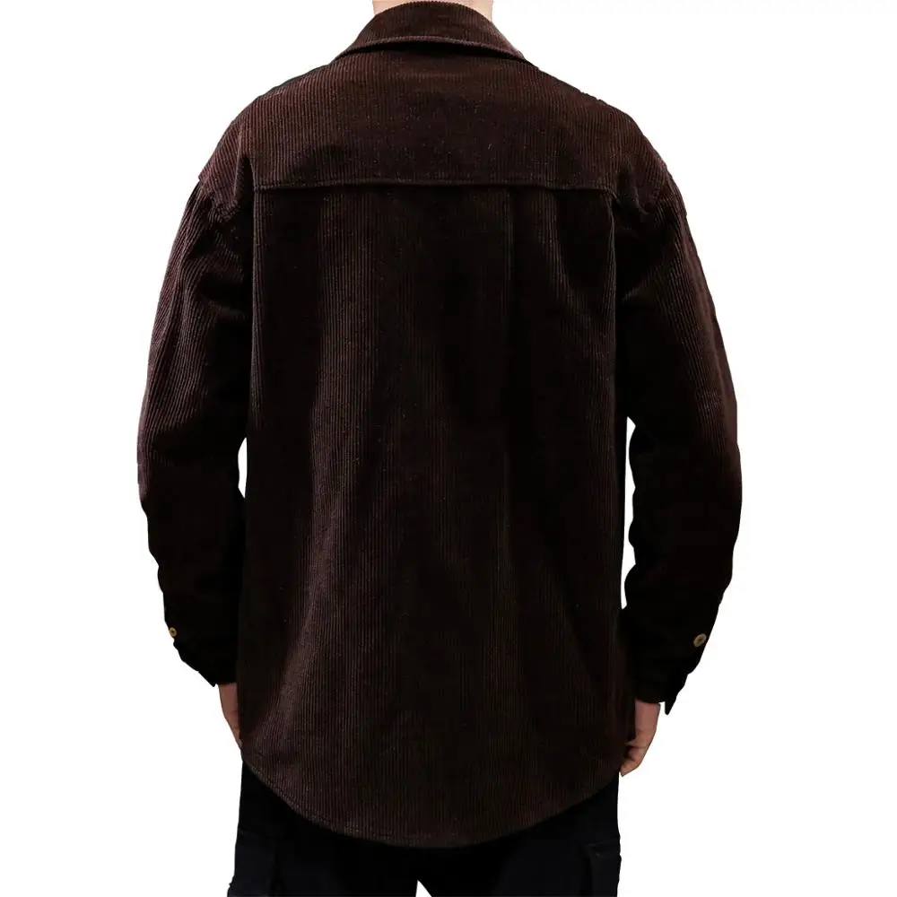 Мужская длинная рубашка в стиле Харадзюку коричневая Повседневная модная