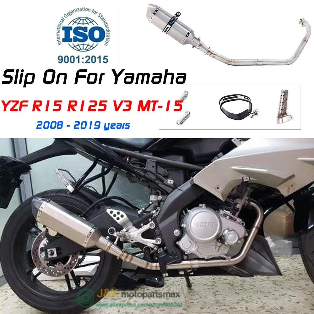 

R15 Motorcycle Slip-on Exhaust Connector Contact Middle Pipe For Yamaha YZF R15 MT-15 V3 R125 MT125 2008-2020 MT 125 Exhaust