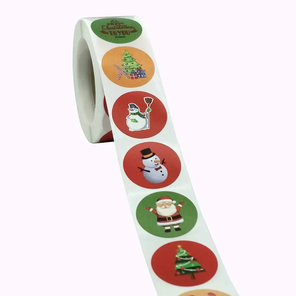 Наклейки-этикетки 500 шт. милые Мультяшные животные Рождество снеговик Санта