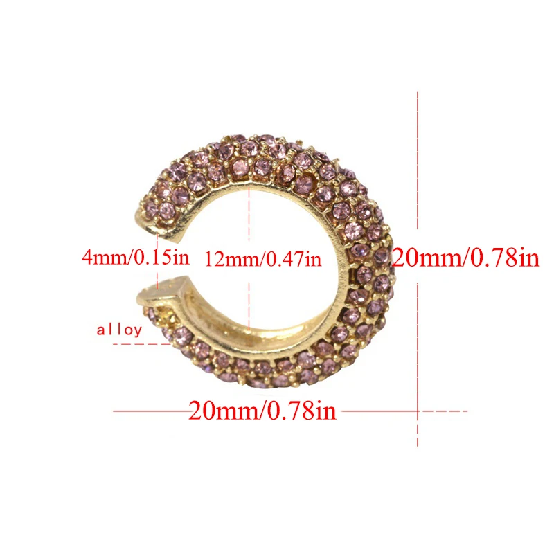 

Women Bohemia Crystal Earrings Ear Cuff C Shaped Rhinestone Clip on Earring Fashion Women Geometric Gold Earrings Girls Jewelry