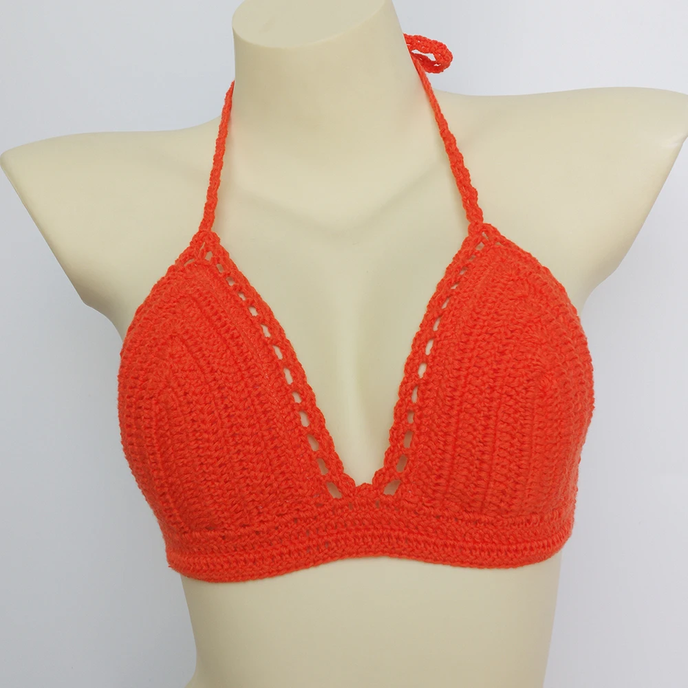 Цельные бикини купальник Mujer крючком красный верх купальника Knit Sexy Бикини Для женщин купальный бюстгальтер большой женский купальный костюм S-XL