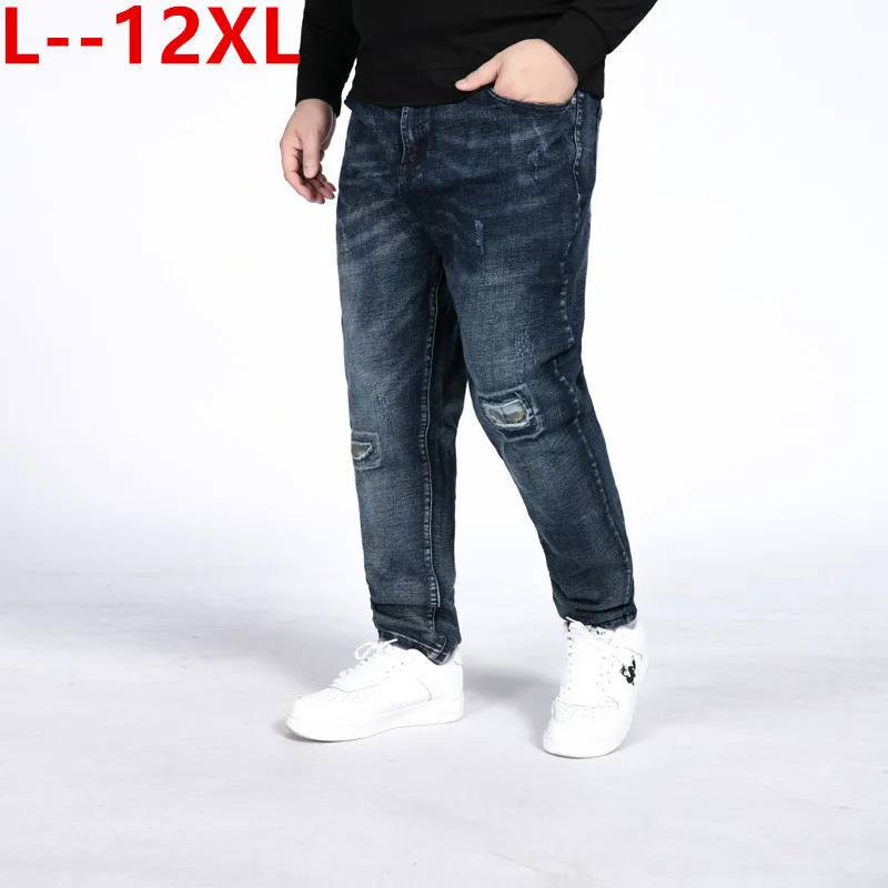 Мужские джинсовые брюки 12XL 10XL 8XL 52 50 2020 новый тонкий светильник джинсы бизнес