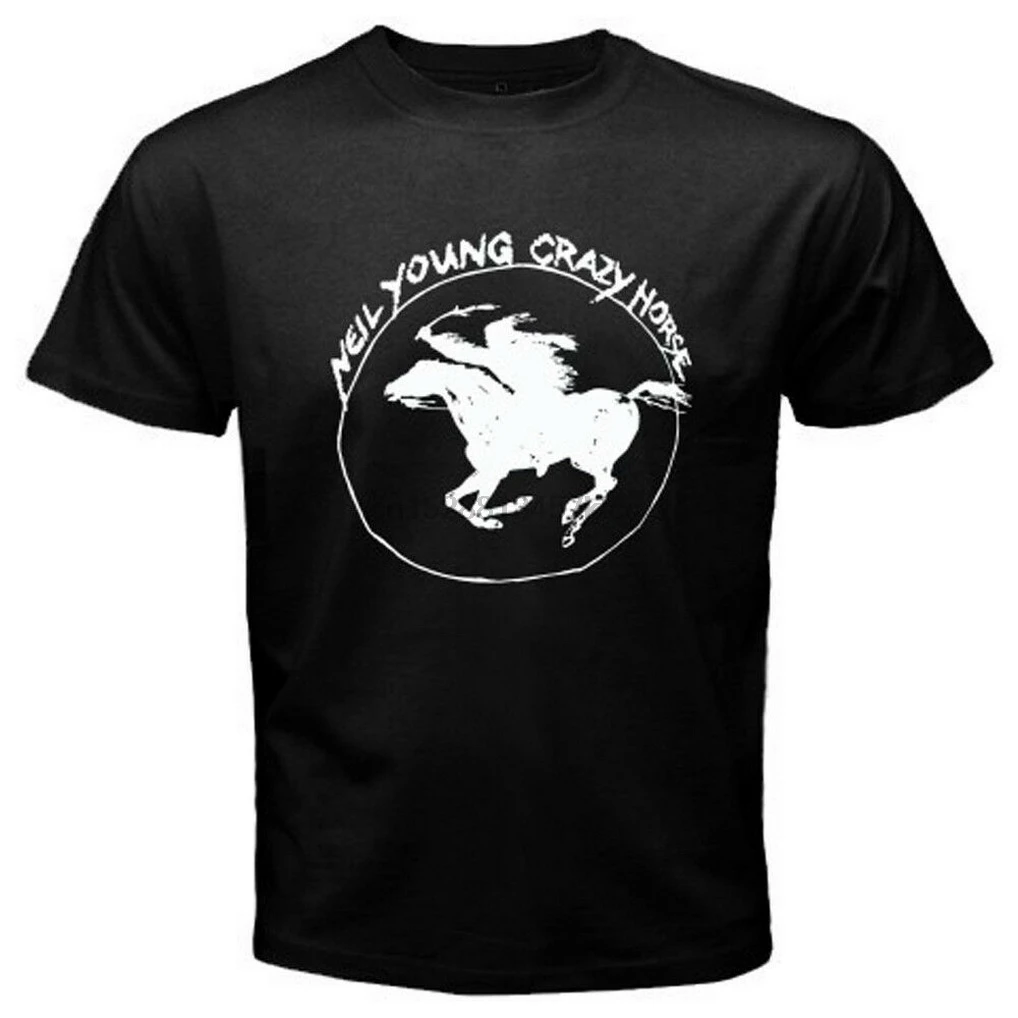 Neil Young Crazy Horse Классическая футболка с логотипом Rock Legend черная размер S-3XL