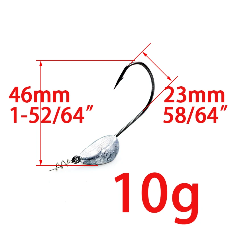 10g 5pcs 5 шт., 3,5 г, 5 г, 7 г, 10 г, 15 г, 21 г, свинцовая головка джига со спиральным винтом, рыболовные приманки, джиг-приманка, крючок, рыболовные снасти, джигеды, рыболовные крючки - Цвет: 10g 5pcs