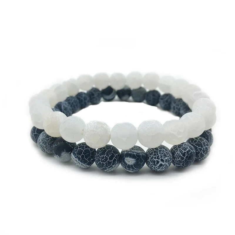 Браслеты из натурального камня для мужчин и женщин обручи с подвесками лавовых