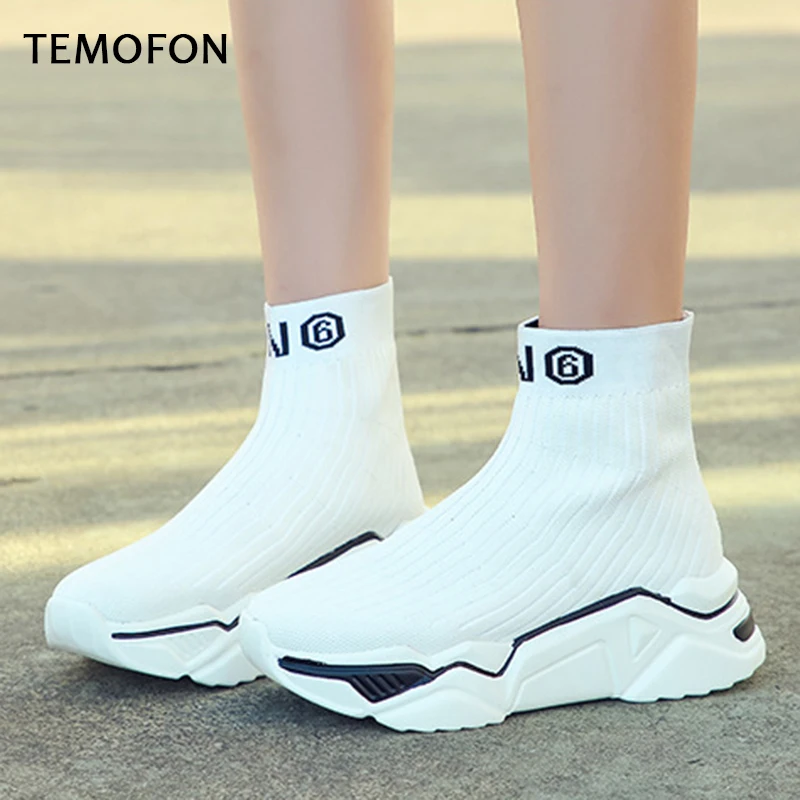 Женские эластичные ботинки-носки на платформе | Обувь