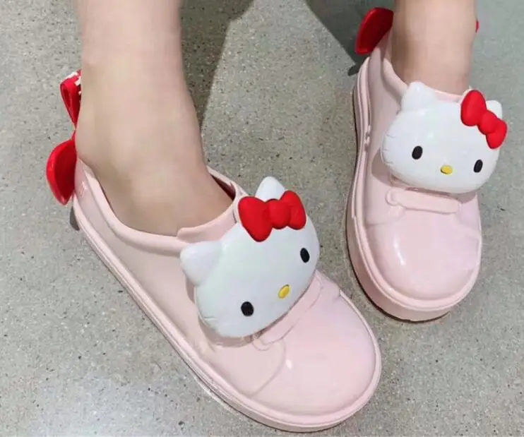 Стиль hello kitty пластиковые сандалии для девочек дышащая детская обувь детские сандалии