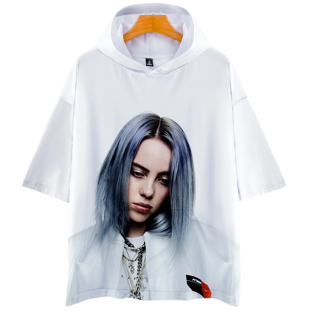 Хит продаж Billie Eilish 3D толстовки 2019 женская модная летняя футболка дышащая белая с