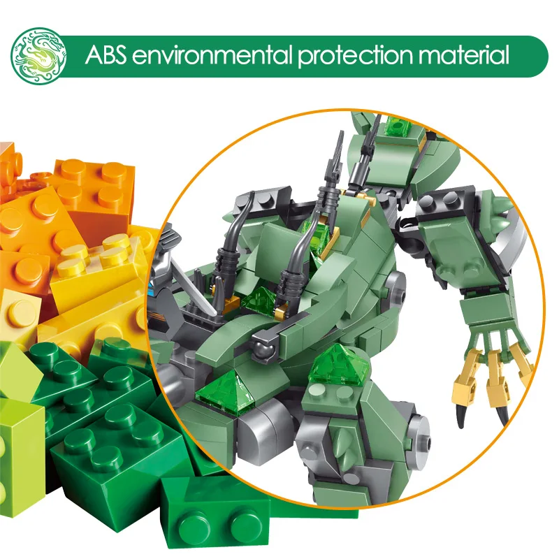 574 шт. строительные блоки: зеленый дракон мех фильм Ллойд мастер Ву кирпичи