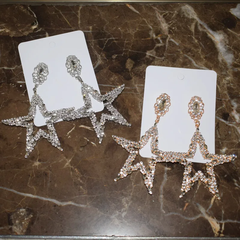 Потрясающие серьги-подвески со звездами и кристаллами для женщин Модная