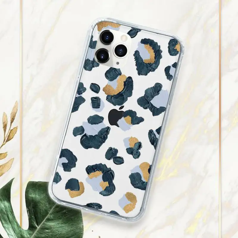 

Leopard Print Phone Case Transparent for iPhone 11 12 mini pro XS MAX 7 8 6 6S Plus X 5S SE 2020 XR