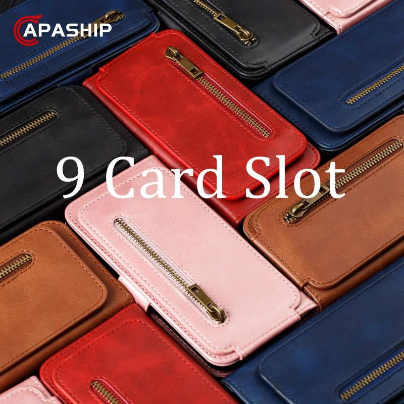 Кожаный флип чехол на молнии для iphone 11 Pro Max X XS XR Роскошный Ретро кошелек с