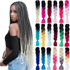 Синтетические волосы, 24 дюйма, Омбре, цветные косички, предварительно растягивающиеся, оптовая продажа, крупные косички, высокотемпературные волосы для наращивания, 100 гшт.