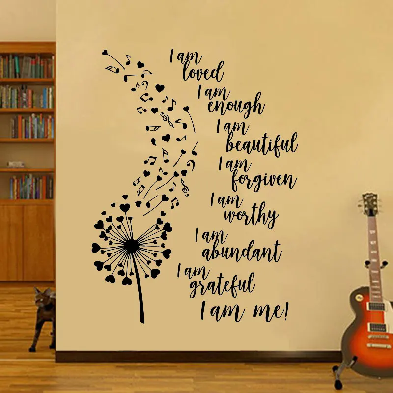 

Motivational Phrases Dandelion Vinyl Decal Wall Sticker Heart Home Decoration Art Mural