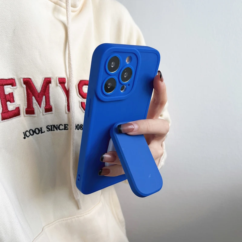 

Korea Simple Solid Ring Holder Stand Protection Phone Case For iPhone 11 12 13 Pro Max Xs X Xr 7 8 Plus Soft Shockproof Cover