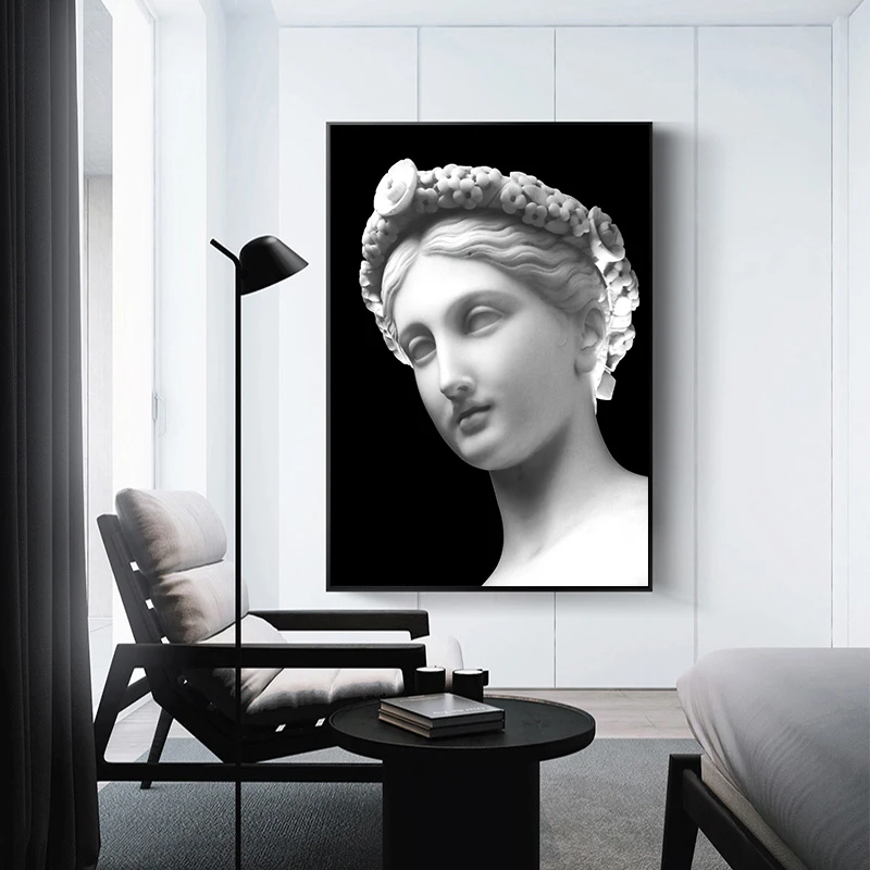 Плакаты с изображением цветов на холсте черно-белые богини Греции | Дом и сад