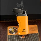 Карманная легче, чем газ-бутан COHIBA для сигар, ветрозащитная 1 струйная фонарь жигалка, металлическая зажигалка для курения сигарет Вт, дырокол для сигар