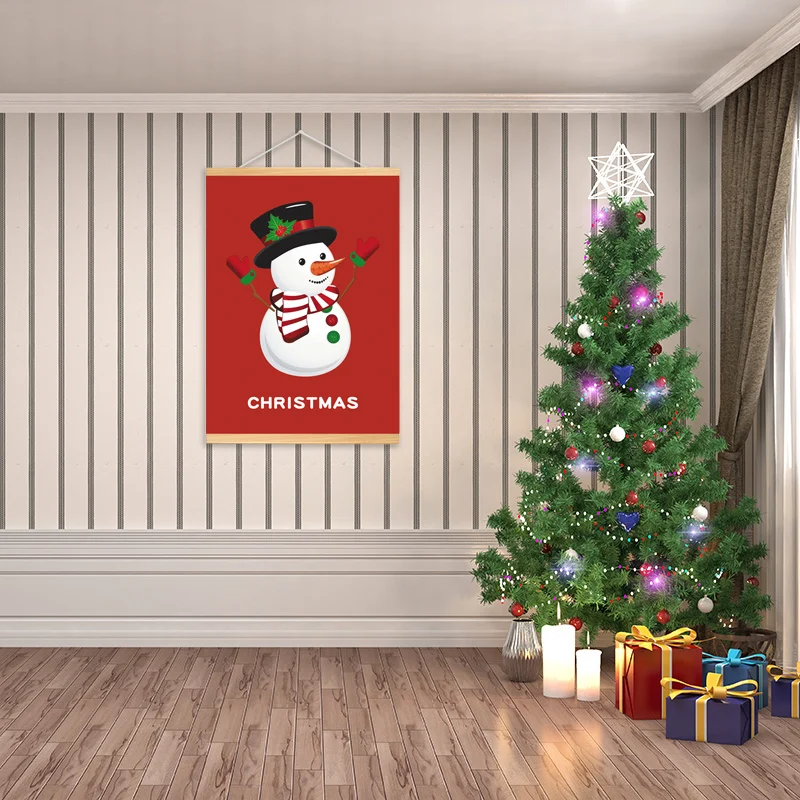 

Nordic Style Christmas Wall Art Scroll Painting Living Room Decoration Merry Christmas Cartoon Anime Poster Holiday Decor