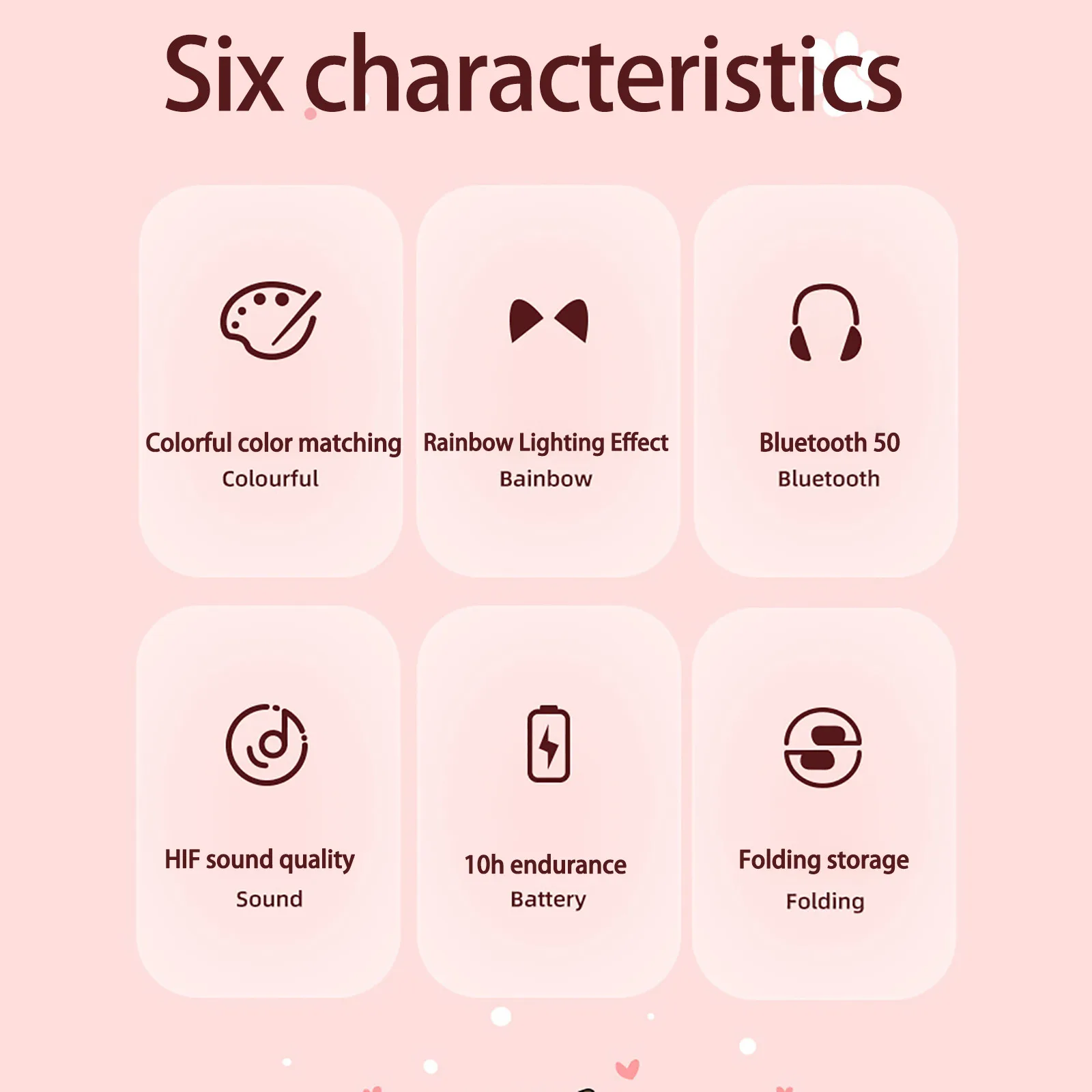 Bluetooth-Наушники со светодиодной подсветкой складная беспроводная гарнитура с