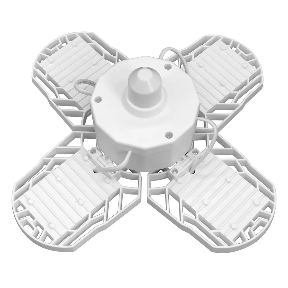 

E27 80W Industrial Ceiling Adjustable Angle LED Garage Light Four Leaf Barn Warehouse Hollowed Out Workshop Deformable Lamp