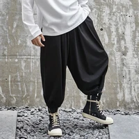 mens trousers summer relaxed fold nine minutes pants small foot pants mens casual harem pants large size sports pants black