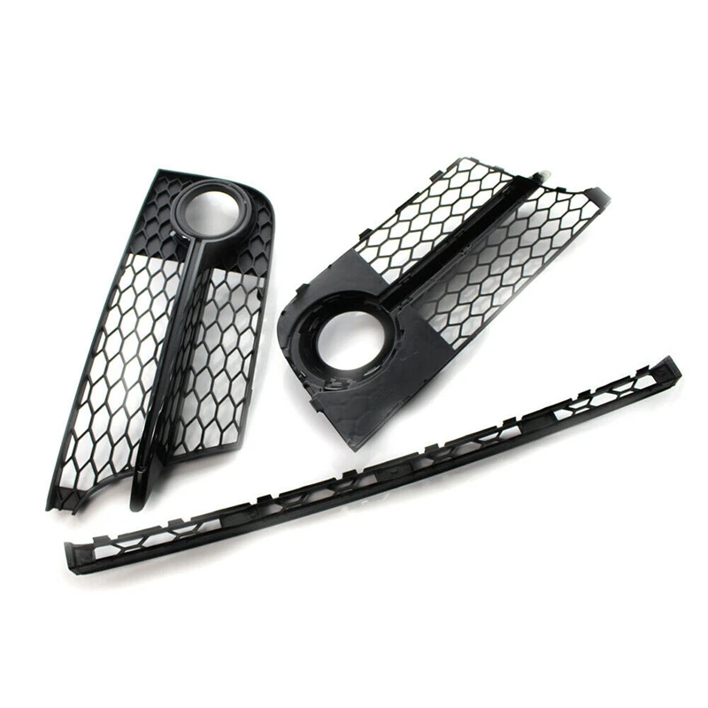 

3PCS/Set Front Lower Grille + Fog Light Grill For- TTS MK2 2011-2014