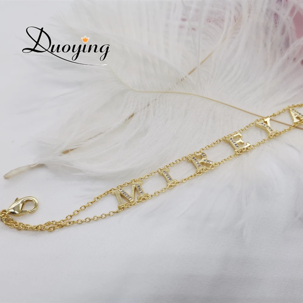 Duoying индивидуальный циркониевый цвет Индивидуальные ювелирные изделия инициалы