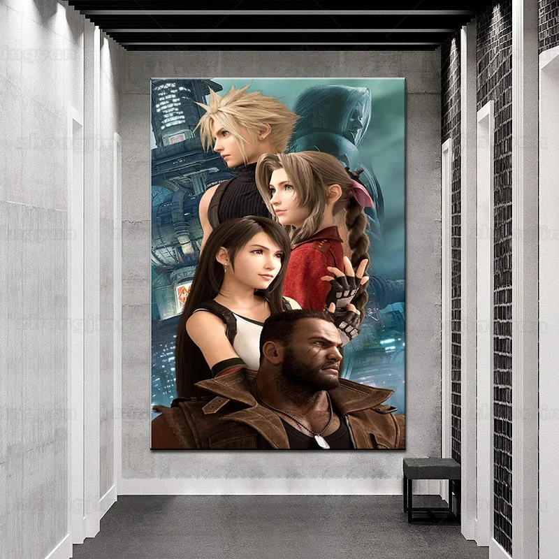 Игра FF7 Tifa Aerith финальная фантазия VII рамка Плакат холст живопись Hd Печать