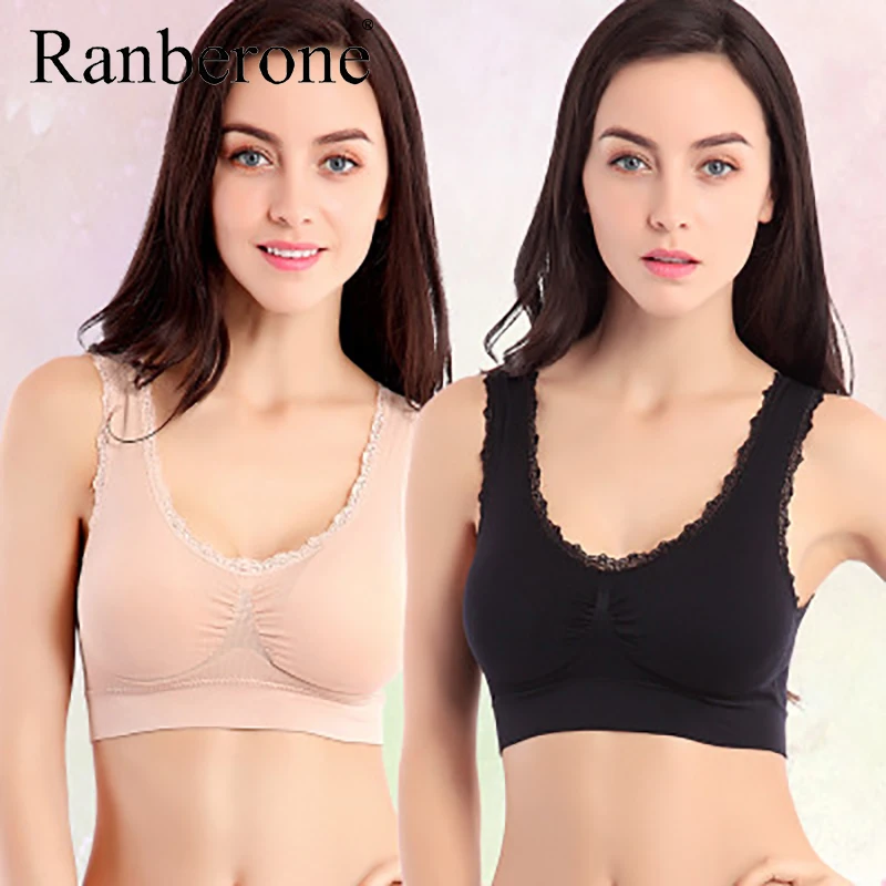

Ranberone 2020 Sports Bra Ladies Padded Push Up Yoga Fitness Daily Wear Wire Free Bra Seamless Full Cup Solid Women Sports Top