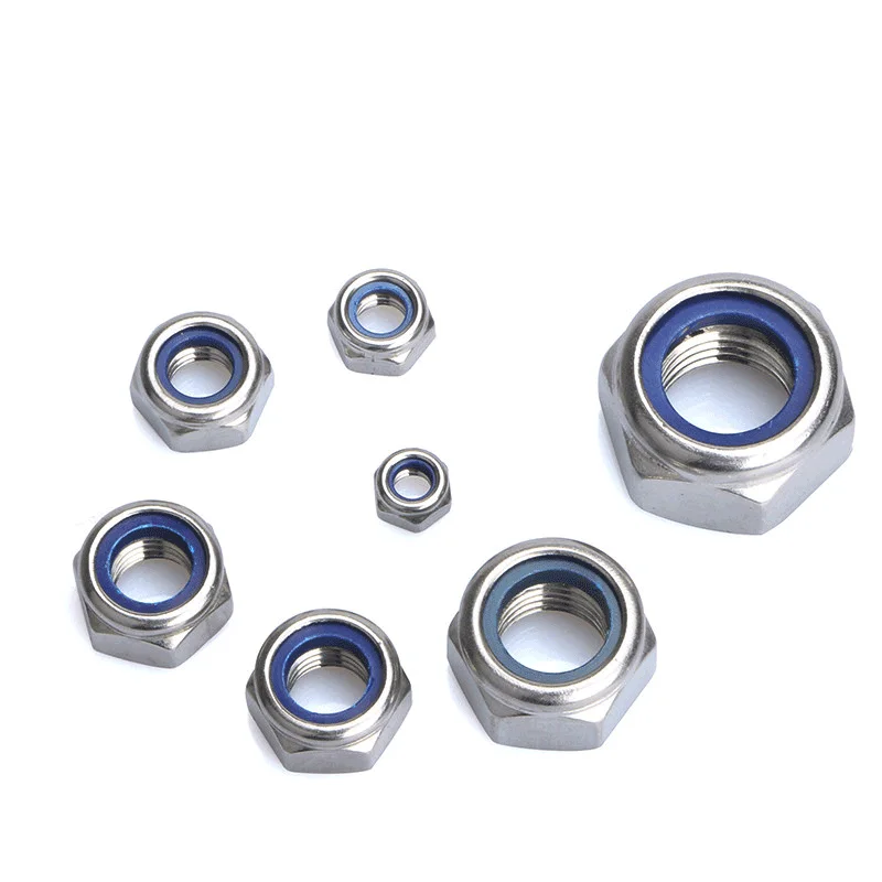 

2/5/25pcs M2 M2.5 M3 M4 M5 M6 M8 M10 M12 M16 304 Stainless Steel Black Hex Nylon Insert Lock Nut Self-locking Nylock Nut Locknut