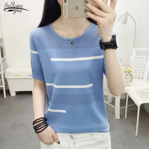 Женские летние топы Blusas Mujer De Moda 2020 Корейская одежда однотонная Дамская белая блузка с коротким рукавом женские рубашки 8755 50