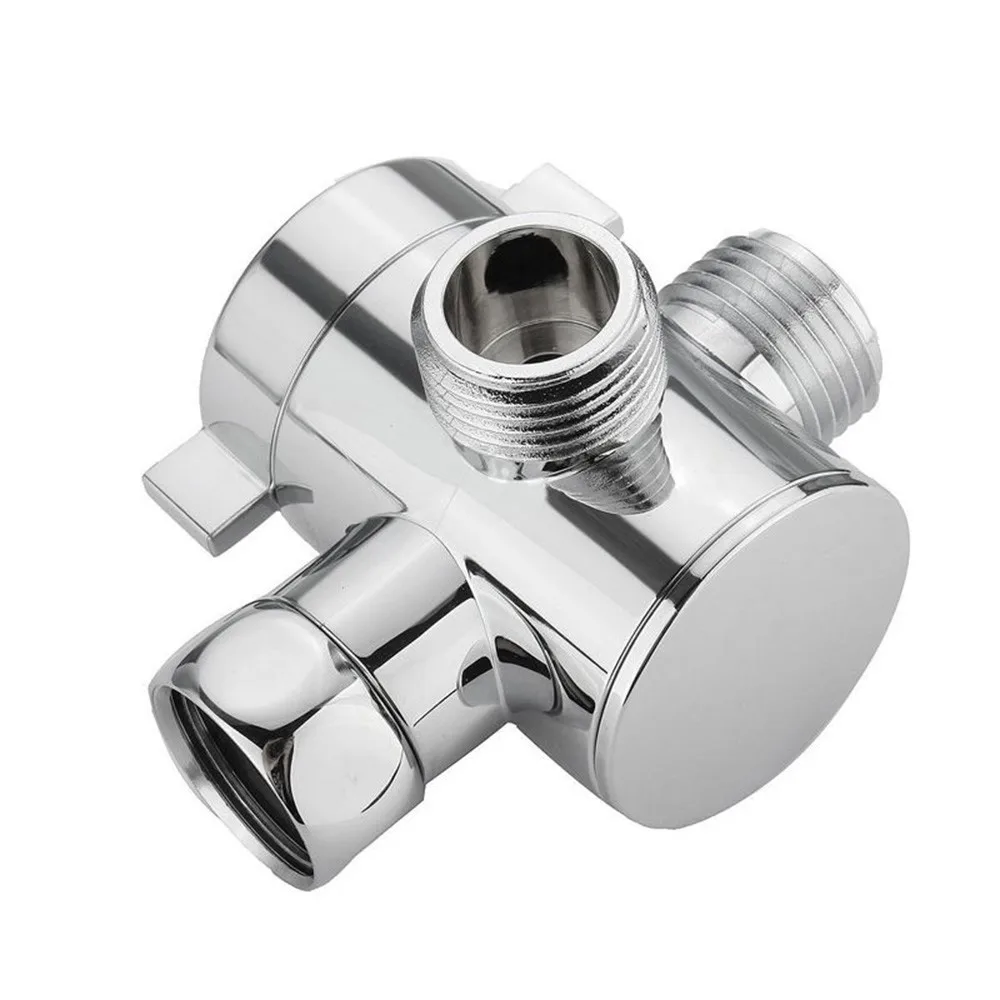 

1/2Inch Shower and Bathroom Faucet Three Way T-adapter Silver White Polished for Toilet Bidet Shower Head Diverter Shower Faucet