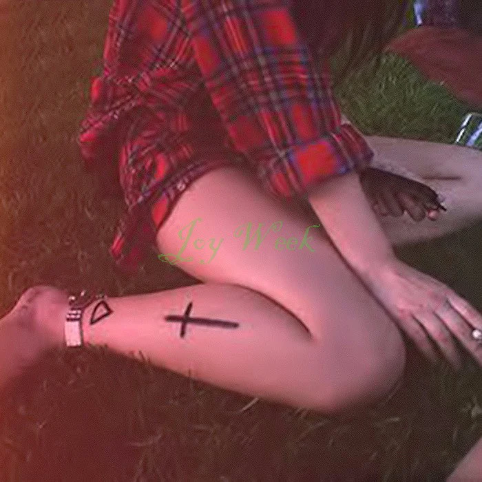 Водостойкая Временная тату-наклейка маленький крест солнце и луна на пальце тату