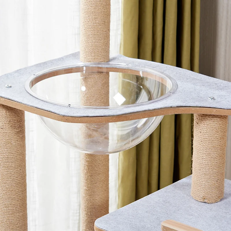 

The Cheap A Extra Large Luxury Natural Modern Wooden 3 Level Pet Cats Climbing Tree Condo House And Scratching Towers For Sale