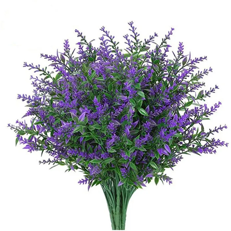 

8pcs Artificial Flower Plastic Lavender Fake Plant Wedding Home Garden Decoration Bridal Bouquet Photography Props Products