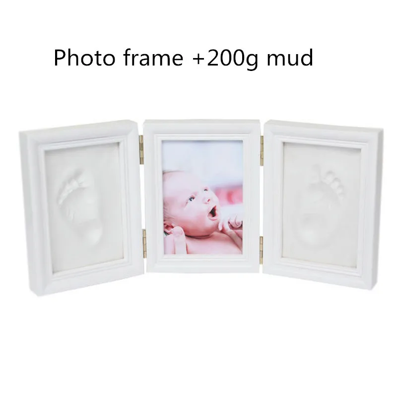 Детская ручная и ножная печать для рук и ног формочка детская фоторамка с крышкой отпечаток пальца грязи Комплект ребенка рост памятный подарок - Цвет: White
