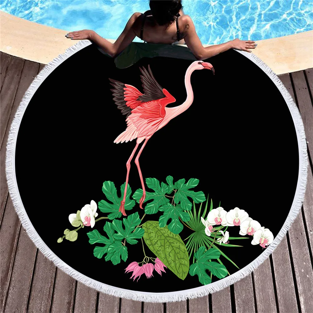 Пляжное полотенце с принтом в виде розового фламинго пляжное из микрофибры