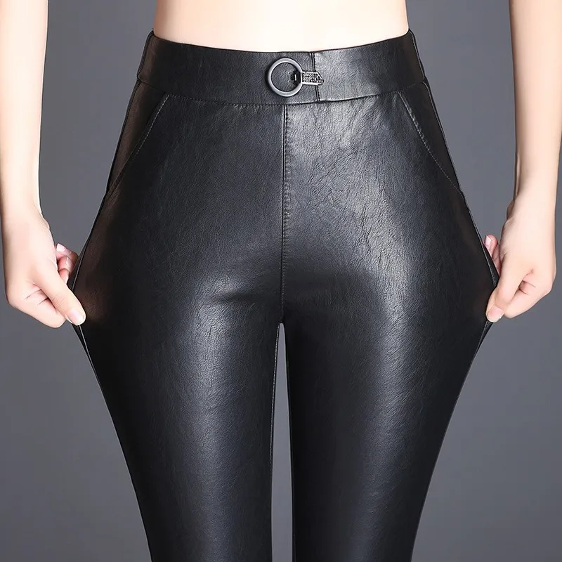 Новые модные кожаные женские брюки 2020 весенние повседневные расклешенные из