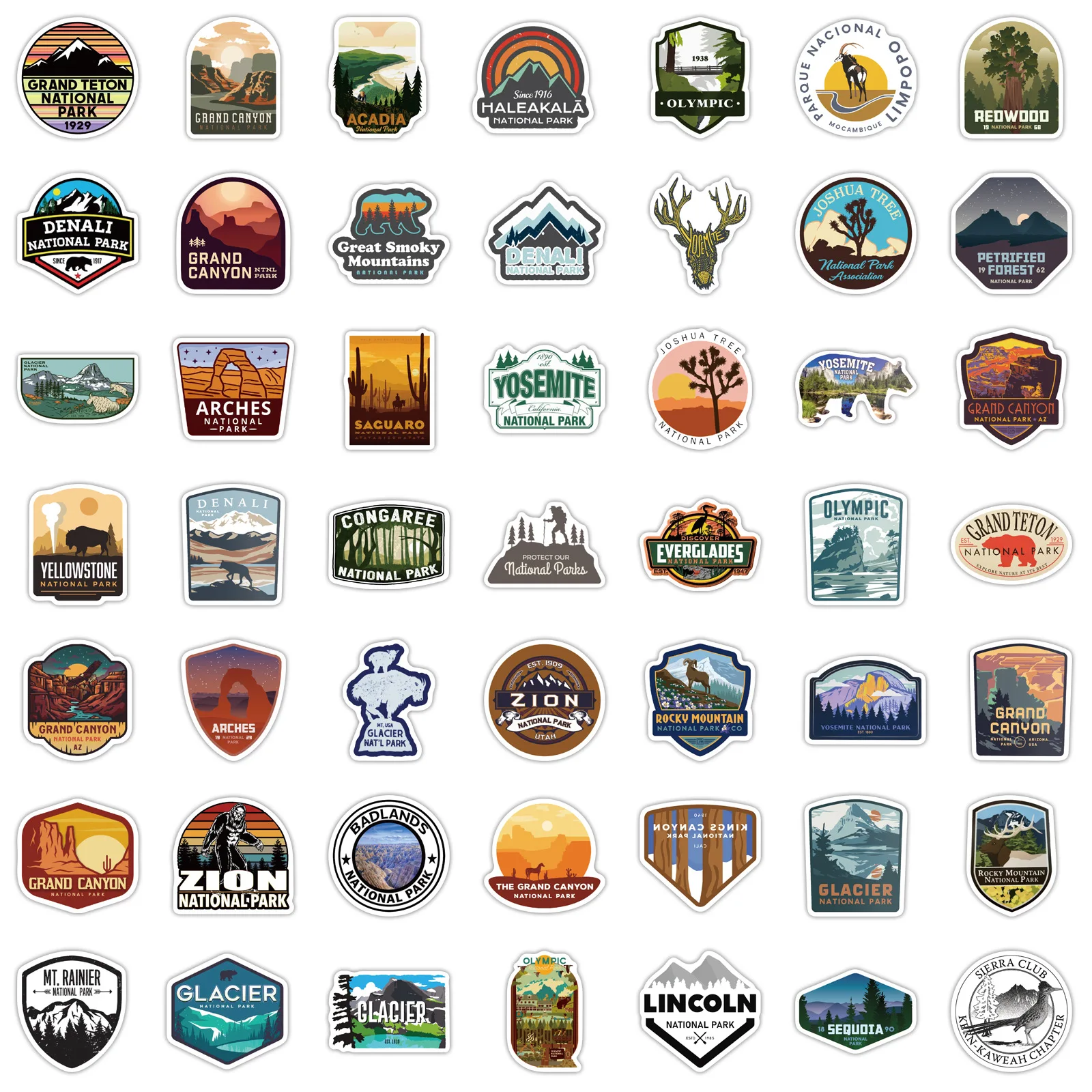 

10/50/100PCS Mixed National Park Stickers DIY Motorcycle Travel Luggage Guitar Skateboard Cool Graffiti Sticker Decal Kid Toy