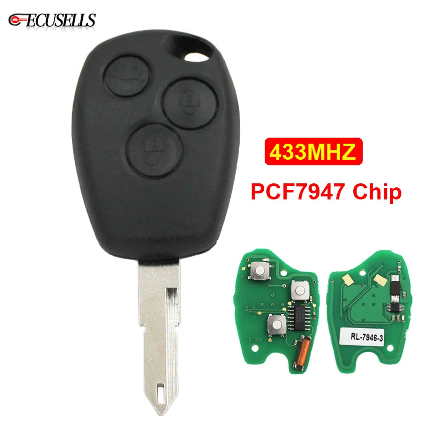 3-кнопочный дистанционный Автомобильный ключ 433 МГц с чипом PCF7947 NE73