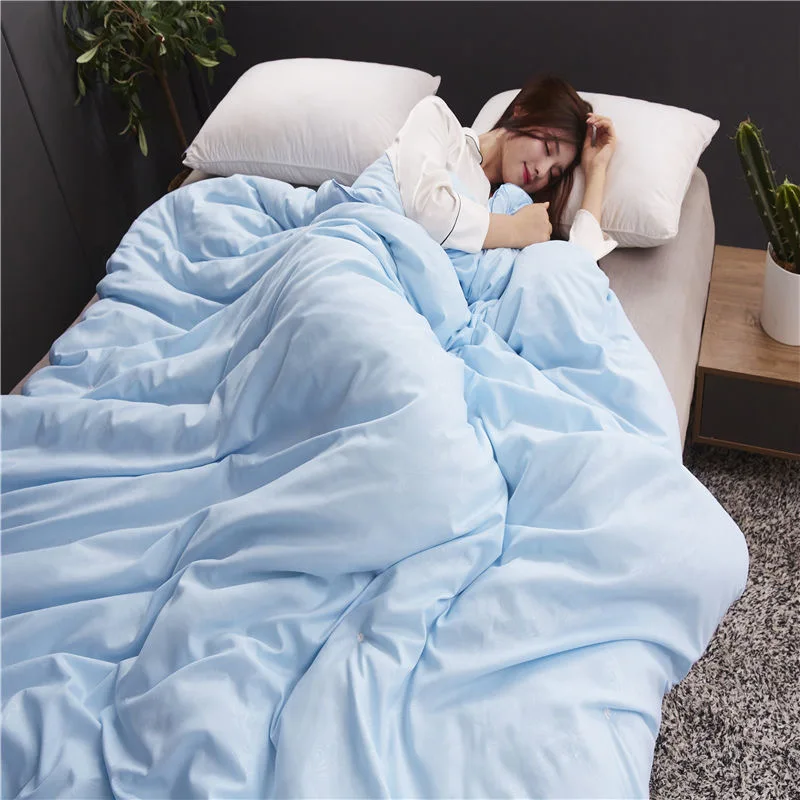 

Комфортное одеяло в скандинавском стиле небесно-голубого цвета, 100% Высококачественное мягкое зимнее домашнее одеяло, всесезонное теплое стеганое светильник деяло, легкое покрывало для кровати
