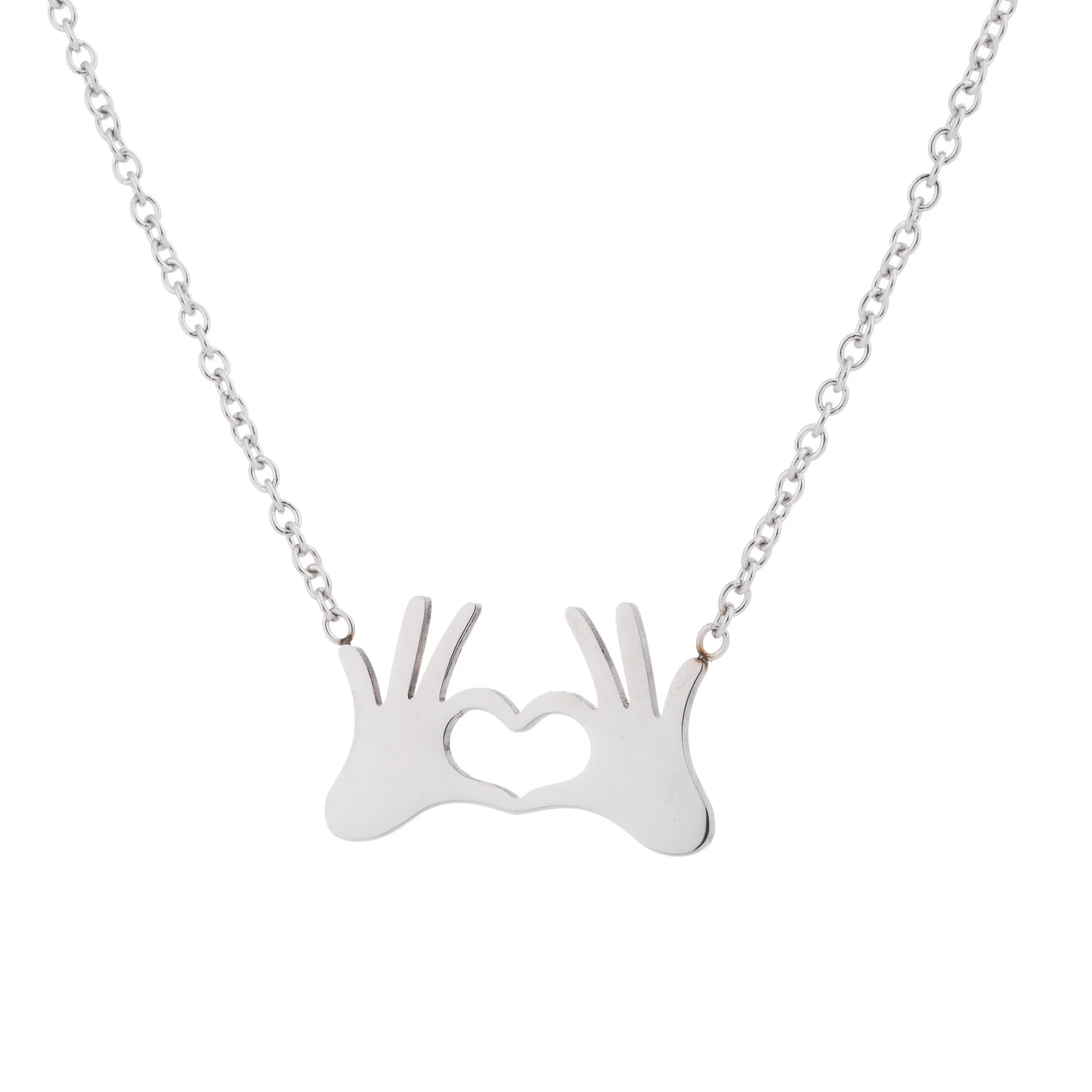 Кулон из нержавеющей стали ожерелье для пары кулон в форме сердца двух рук милая