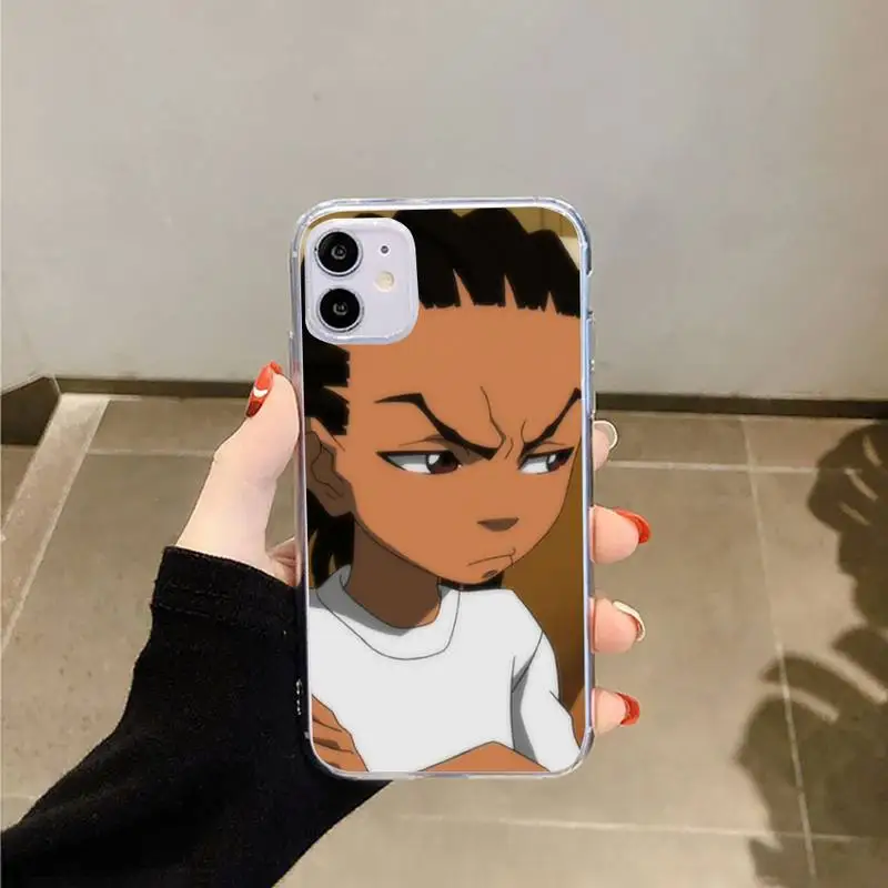 

Huey Freeman Boondocks Phone Cases Transparent for iPhone 6 7 8 11 12 s mini pro X XS XR MAX Plus