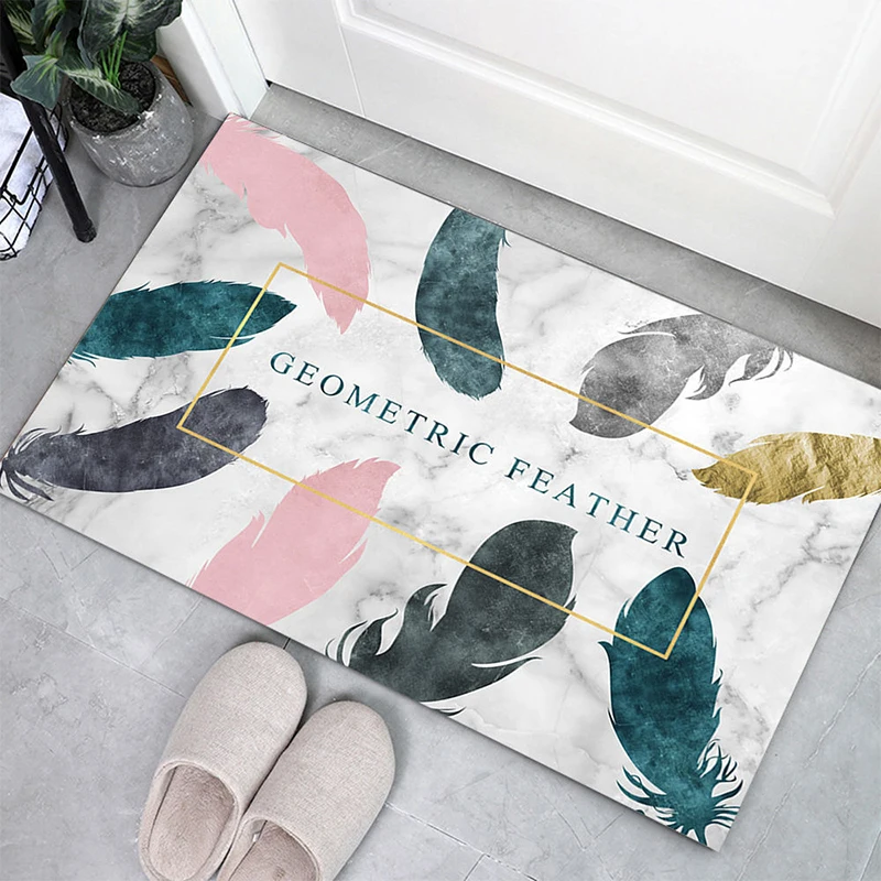 

Anti-slip Bathroom Entrance Doormat Geometric Absorbent Door Mat Washable Kitchen Mat Bedside Carpet Living Room Home Decor