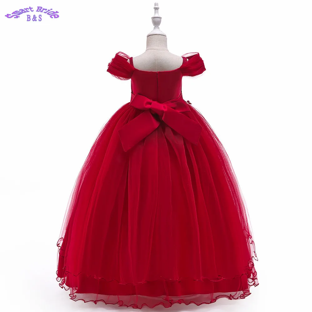 Длинное Цветочное платье для девочек новинка 2019 кружевное Тюлевое с бусинами и