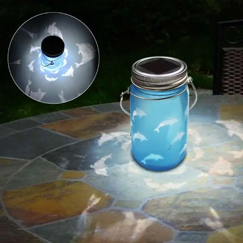 Стеклянный подвесной светильник в виде дельфина на солнечной батарее