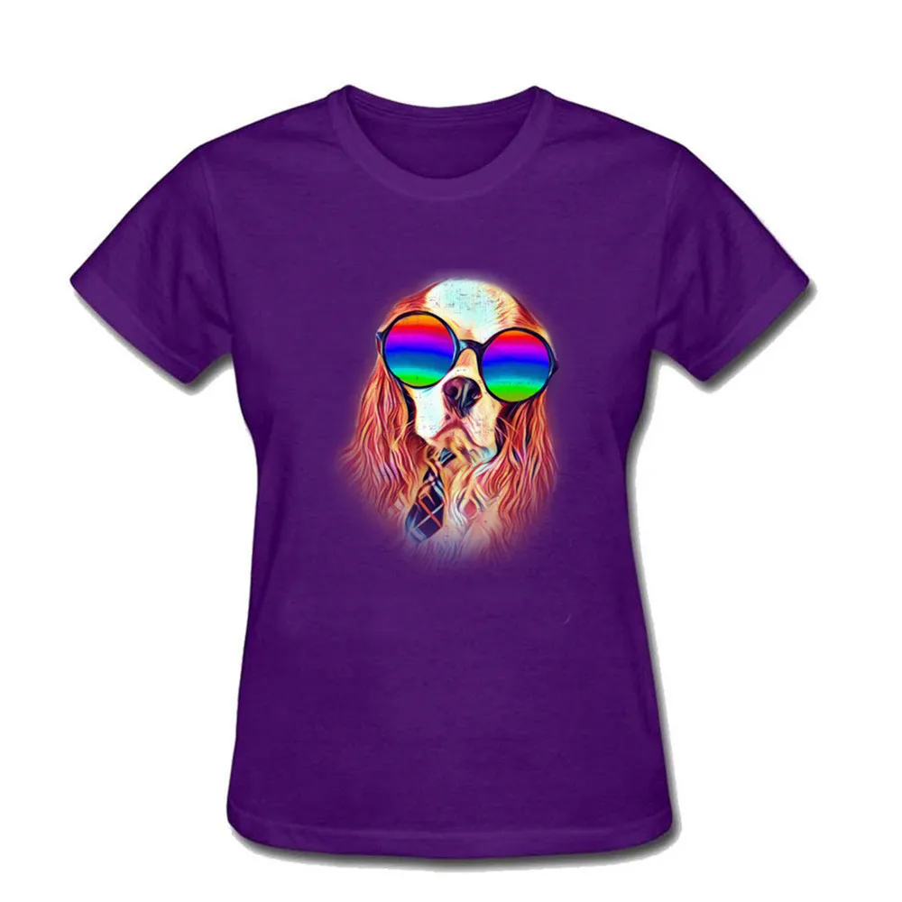 Футболка женская белая спортивная мода хип-хоп 100% хлопок 766 кавалер Кинг чарльз