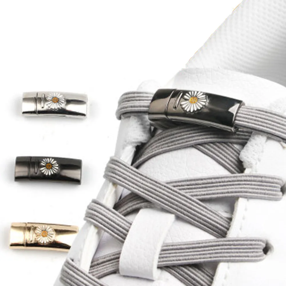 

1 пара Дейзи Металлические Магнитные обуви на плоской подошве с пряжкой; Шнурки эластичный без галстука шнурки для детей и взрослых унисекс ...